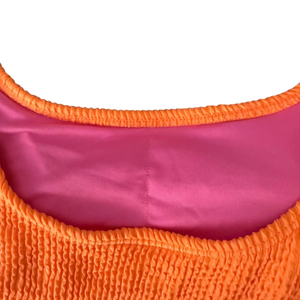 Hurley Bikini Top Women Large Orange NWOT Crinkle Textured Scoop Neck - Picture 11 of 12